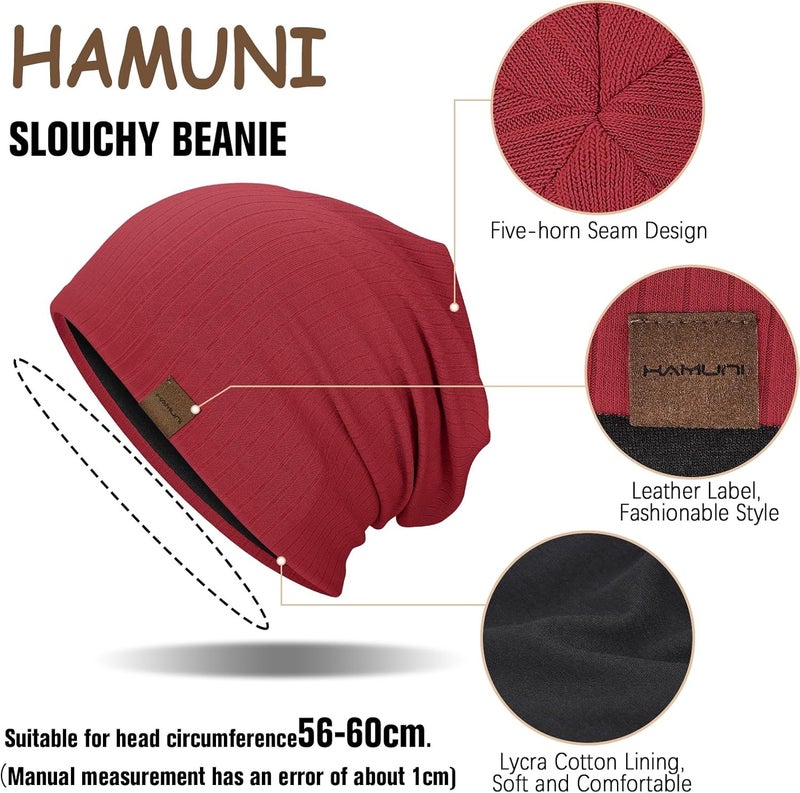 HAMUNI Slouchy Beanie for Men Women Soft Lightweight Running Beanie Hat Chemo Cap Skull Cap - Image 2
